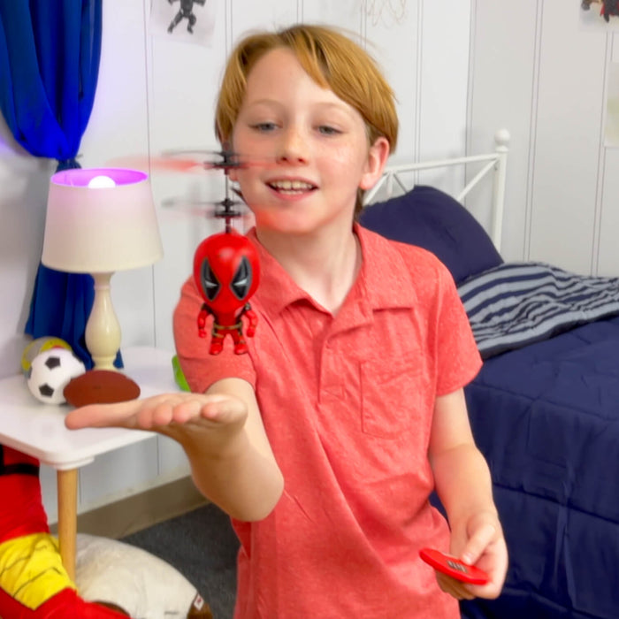 Marvel Licensed Deadpool 3.5 Inch Flying Figure IR UFO Big Head Helicopter