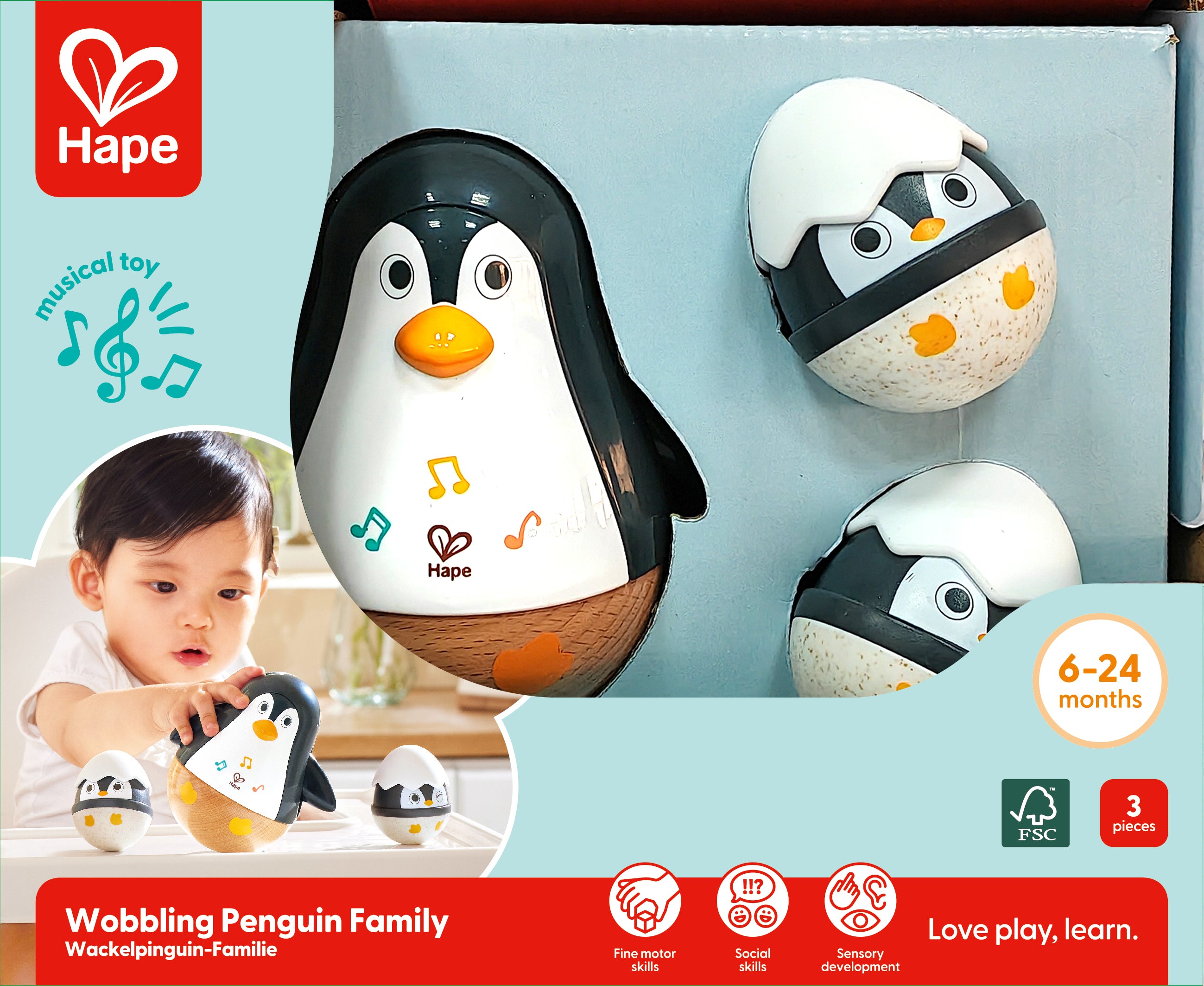 WOBBLING PENGUIN FAMILY - HAPE