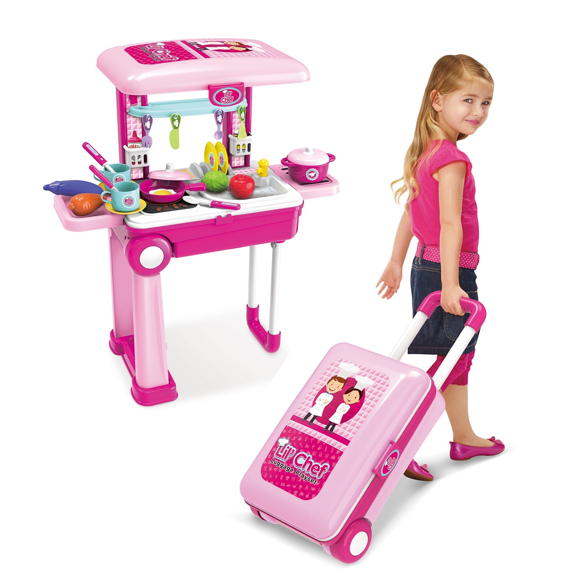 Lil' Chef Pink Luggage Playset (37 Piece)