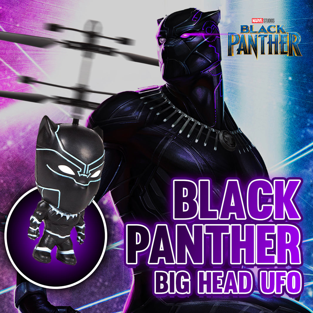 Figurine volante Marvel Black Panther 3,5 pouces sous licence IR UFO Hélicoptère à grosse tête