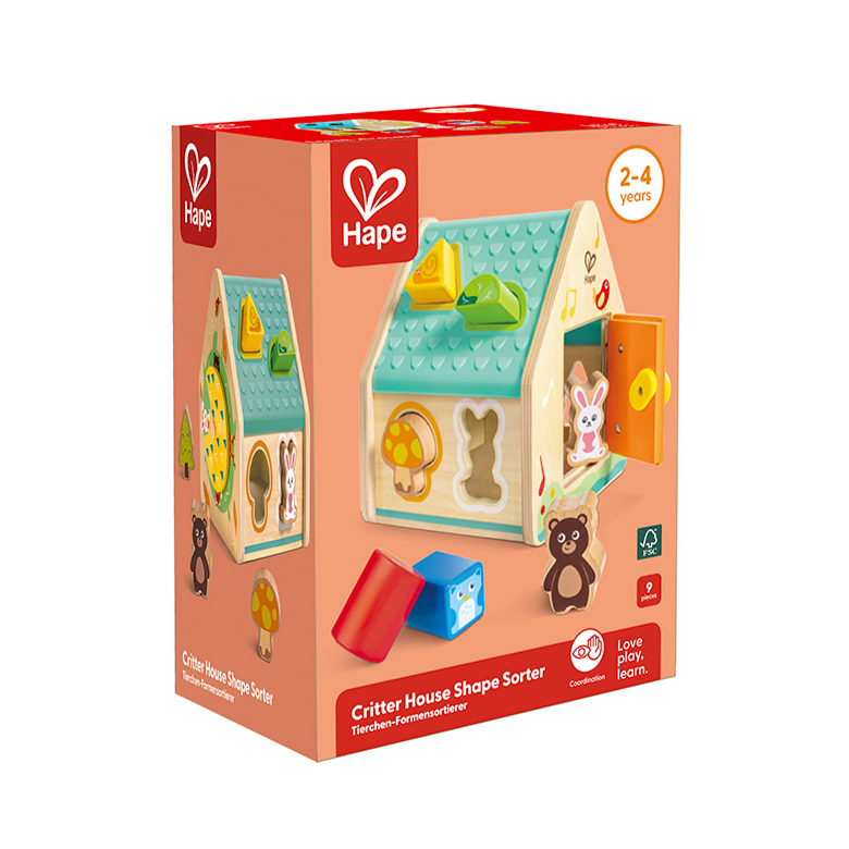 CRITTER HOUSE SHAPE SORTER – HAPE