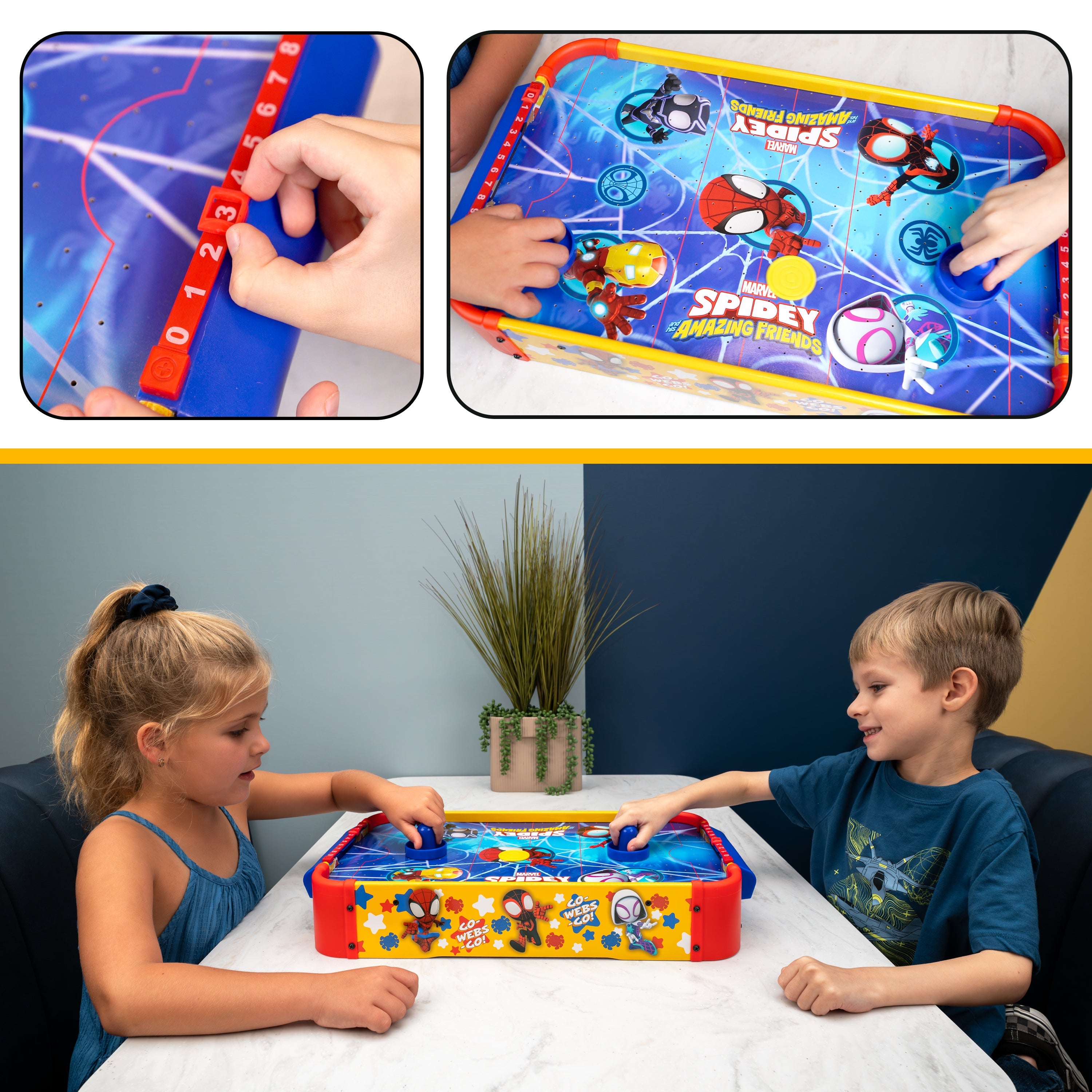 Spidey and His Amazing Friends Electronic Wooden Tabletop Air Hockey Table
