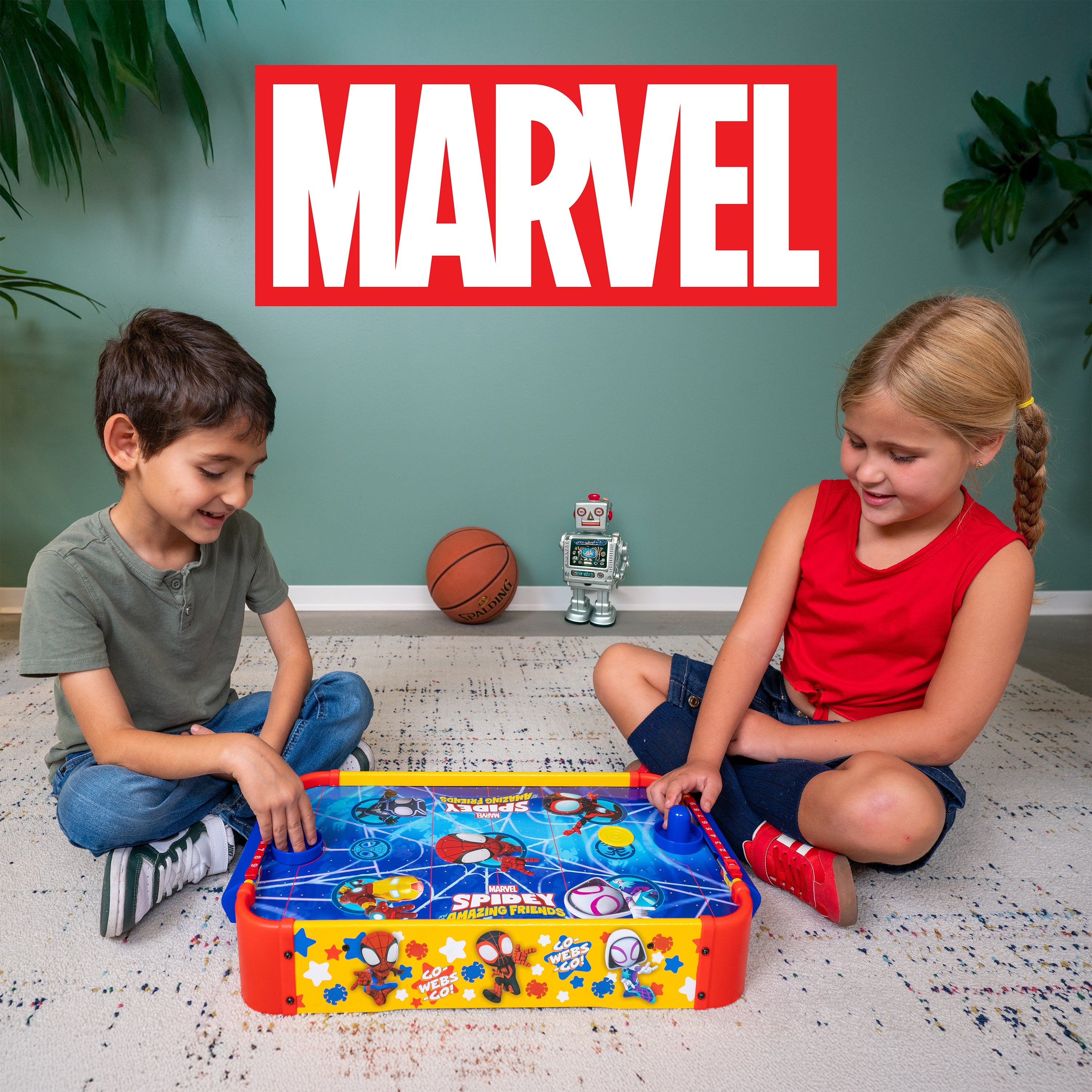 Spidey and His Amazing Friends Electronic Wooden Tabletop Air Hockey Table