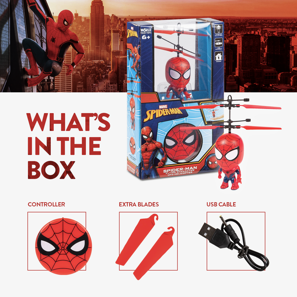 Marvel Licensed Spider-Man 3.5 Inch Flying Figure IR UFO Big Head Helicopter