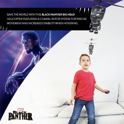 Marvel Licensed Black Panther 3.5 Inch Flying Figure IR UFO Big Head Helicopter