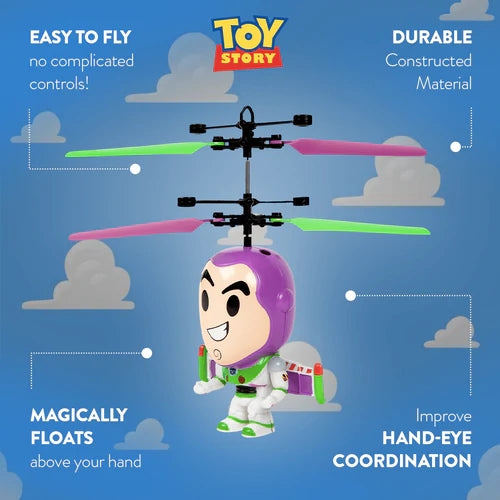 Disney Pixar Licensed Toy Story Buzz Lightyear Big Head Flying IR UFO Motion Sensing Helicopter