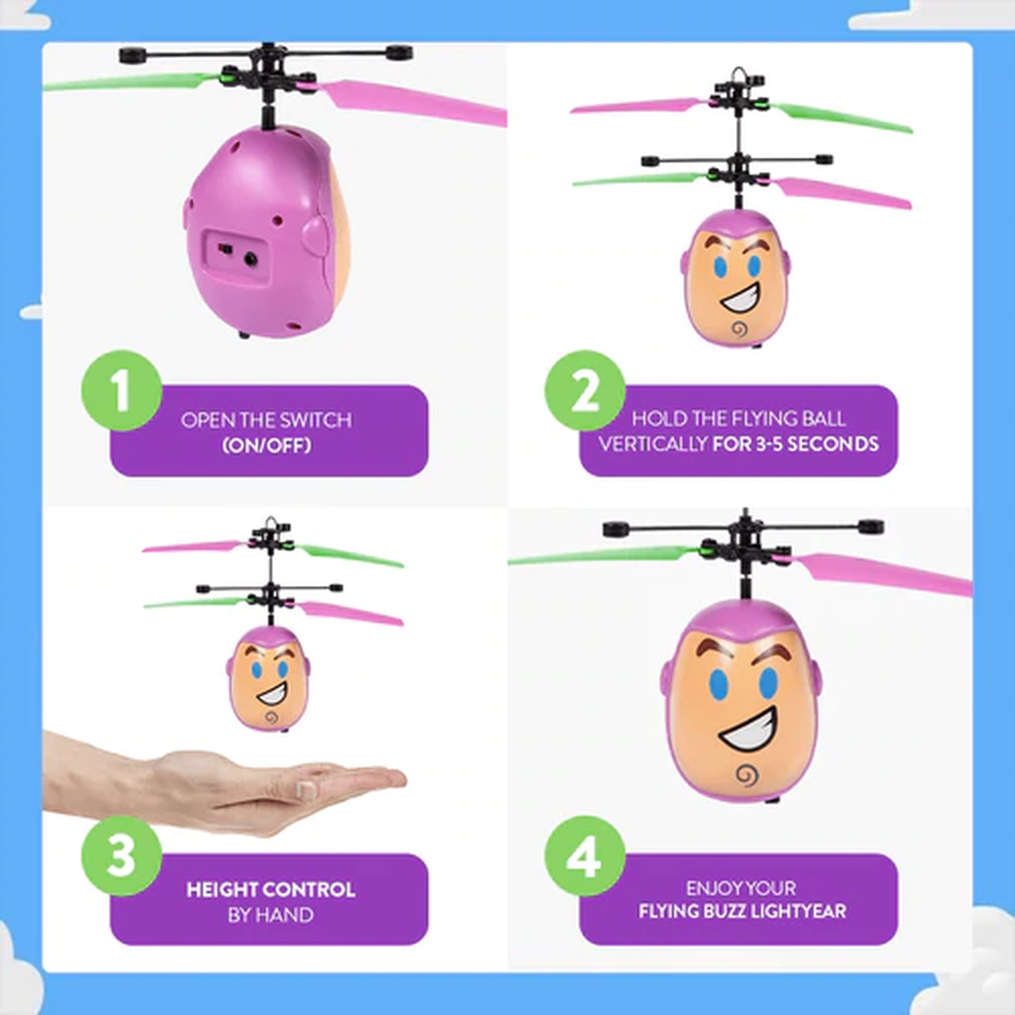 Disney Pixar Licensed Toy Story Buzz Lightyear Flying IR UFO Motion Sensing Heli Ball