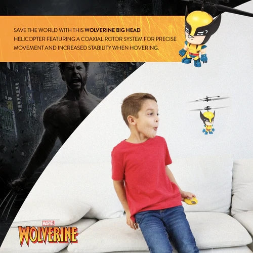 Marvel Licensed X-Men Wolverine 3.5 Inch Flying Figure IR UFO Big Head Helicopter
