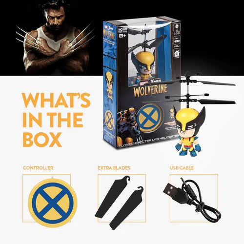 Marvel Licensed X-Men Wolverine 3.5 Inch Flying Figure IR UFO Big Head Helicopter