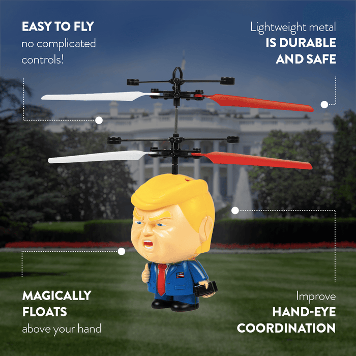 World Tech Toys President Trump 3.5 Inch Flying Figure UFO Big Head Helicopter