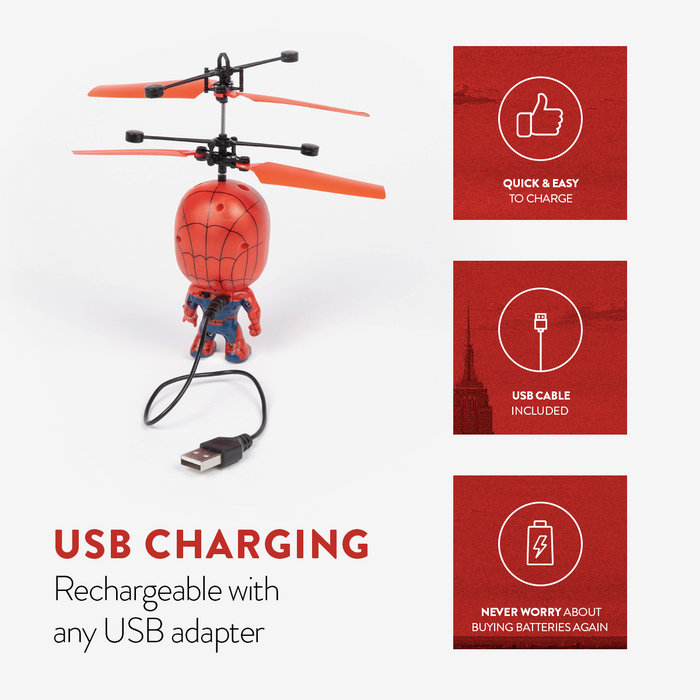Marvel Licensed Spider-Man 3.5 Inch Flying Figure IR UFO Big Head Helicopter
