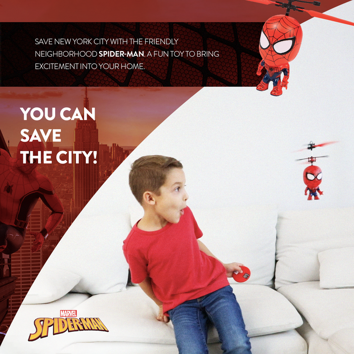 Marvel Licensed Spider-Man 3.5 Inch Flying Figure IR UFO Big Head Helicopter