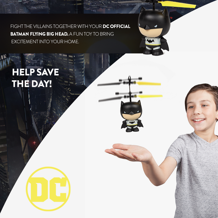 Hélicoptère à grande tête d'OVNI de figurine volante de 3,5 pouces de Batman sous licence DC