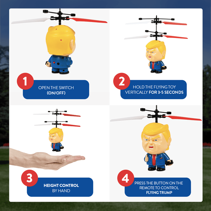 World Tech Toys President Trump 3.5 Inch Flying Figure UFO Big Head Helicopter