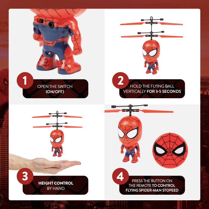 Marvel Licensed Spider-Man 3.5 Inch Flying Figure IR UFO Big Head Helicopter