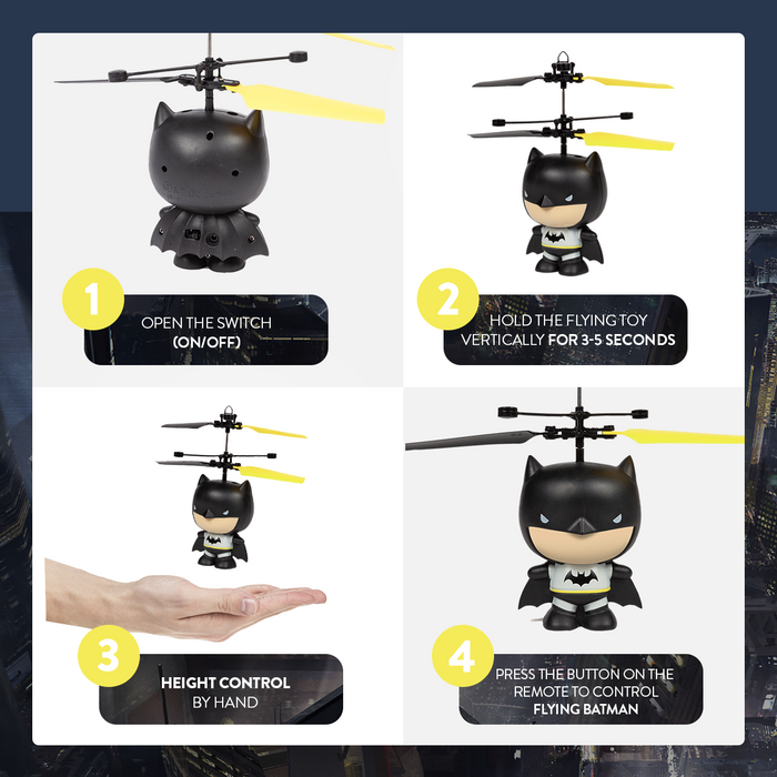 Hélicoptère à grande tête d'OVNI de figurine volante de 3,5 pouces de Batman sous licence DC