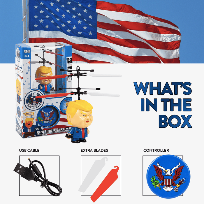 World Tech Toys President Trump 3.5 Inch Flying Figure UFO Big Head Helicopter