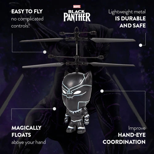Marvel Licensed Black Panther 3.5 Inch Flying Figure IR UFO Big Head Helicopter