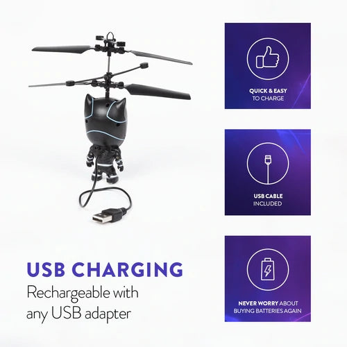 Marvel Licensed Black Panther 3.5 Inch Flying Figure IR UFO Big Head Helicopter