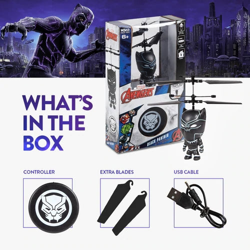 Marvel Licensed Black Panther 3.5 Inch Flying Figure IR UFO Big Head Helicopter