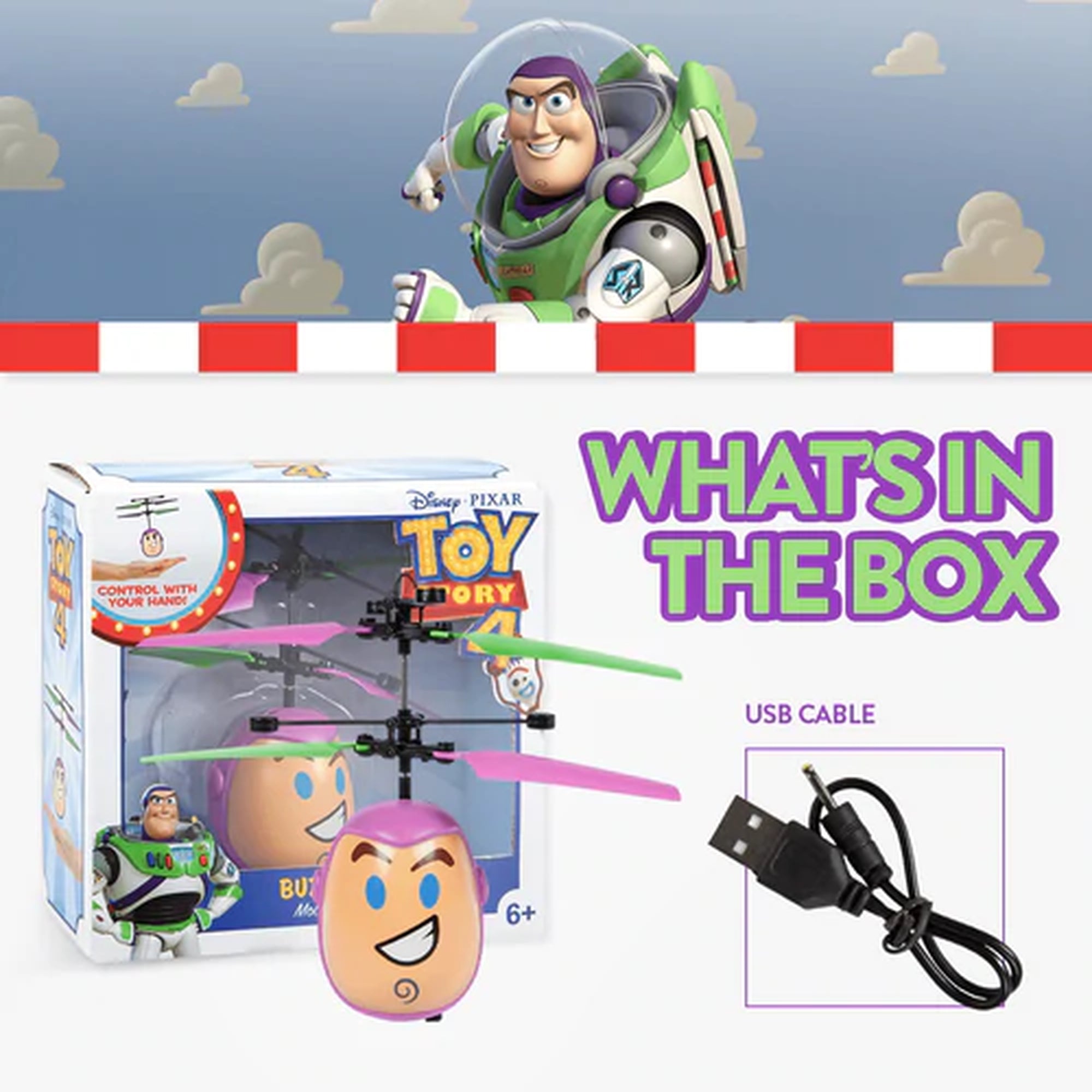 Disney Pixar Toy Story sous licence Buzz l'Éclair Hélicoptère IR à détection de mouvement UFO