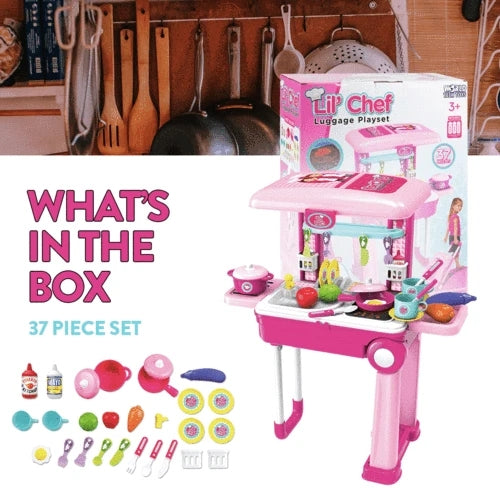 Ensemble de jeu de bagages rose Lil' Chef (37 pièces)