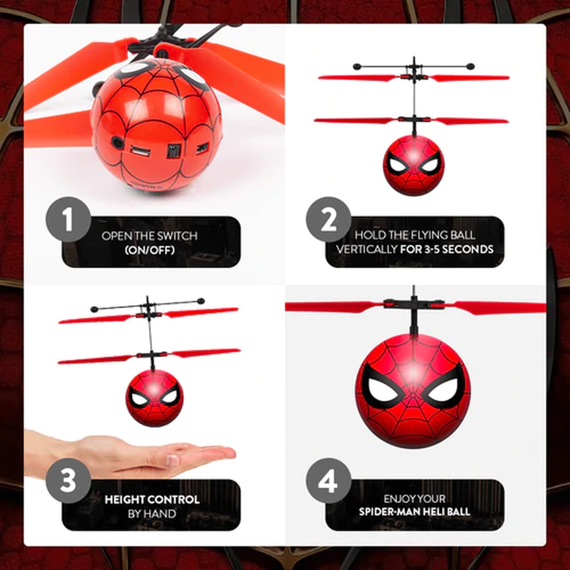 Marvel Licensed Spider-Man Homecoming IR UFO Heli Ball