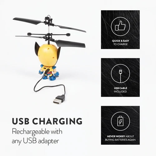 Marvel Licensed X-Men Wolverine 3.5 Inch Flying Figure IR UFO Big Head Helicopter