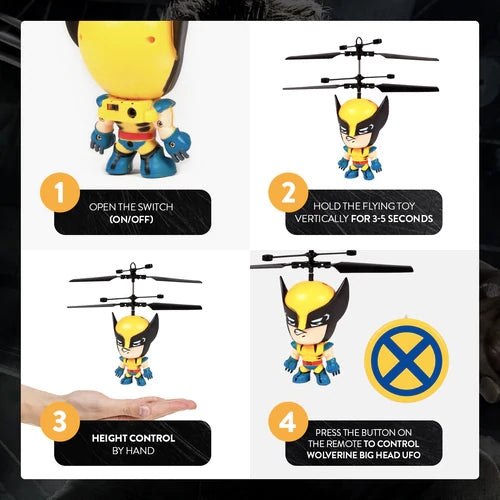 Marvel Licensed X-Men Wolverine 3.5 Inch Flying Figure IR UFO Big Head Helicopter