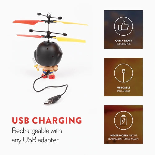 DC Licensed Wonder Woman 3.5 Inch Flying Figure UFO Big Head Helicopter