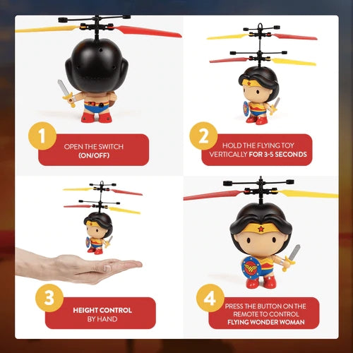 DC Licensed Wonder Woman 3.5 Inch Flying Figure UFO Big Head Helicopter